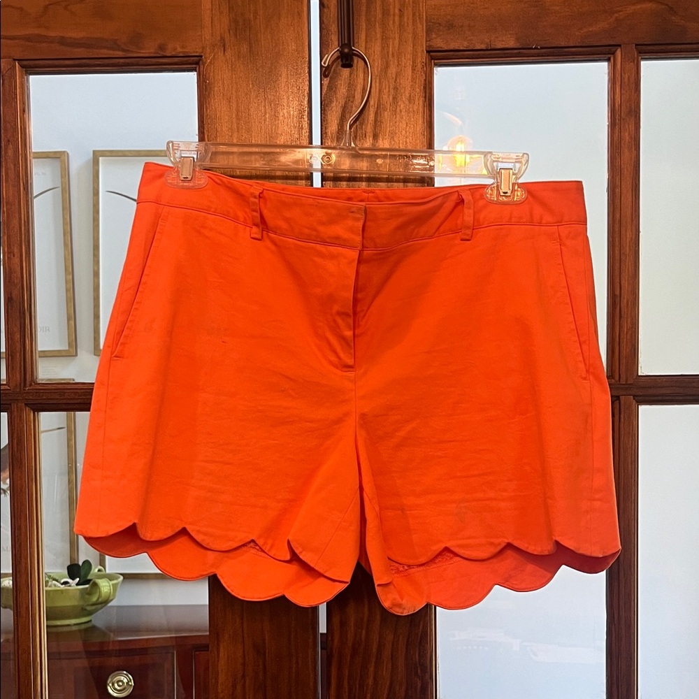 J. McLaughlin High Waist Scalloped Orange Shorts